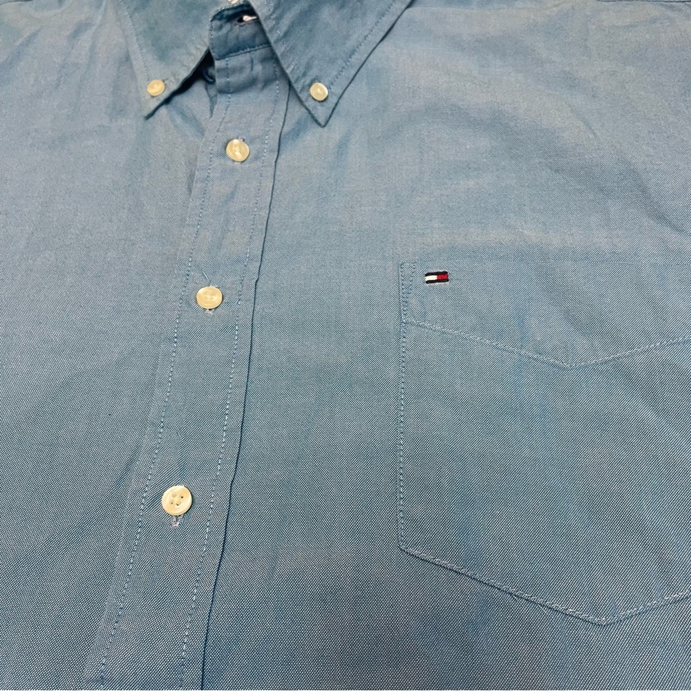 Tommy Hilfiger Men's Light Blue Button Down Shirt Long Sleeve 100% Cotton XXL - Picture 7 of 9